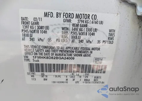 2011 Ford Explorer Xlt from USA, damaged, VIN 1FMHK8D82BGA24009